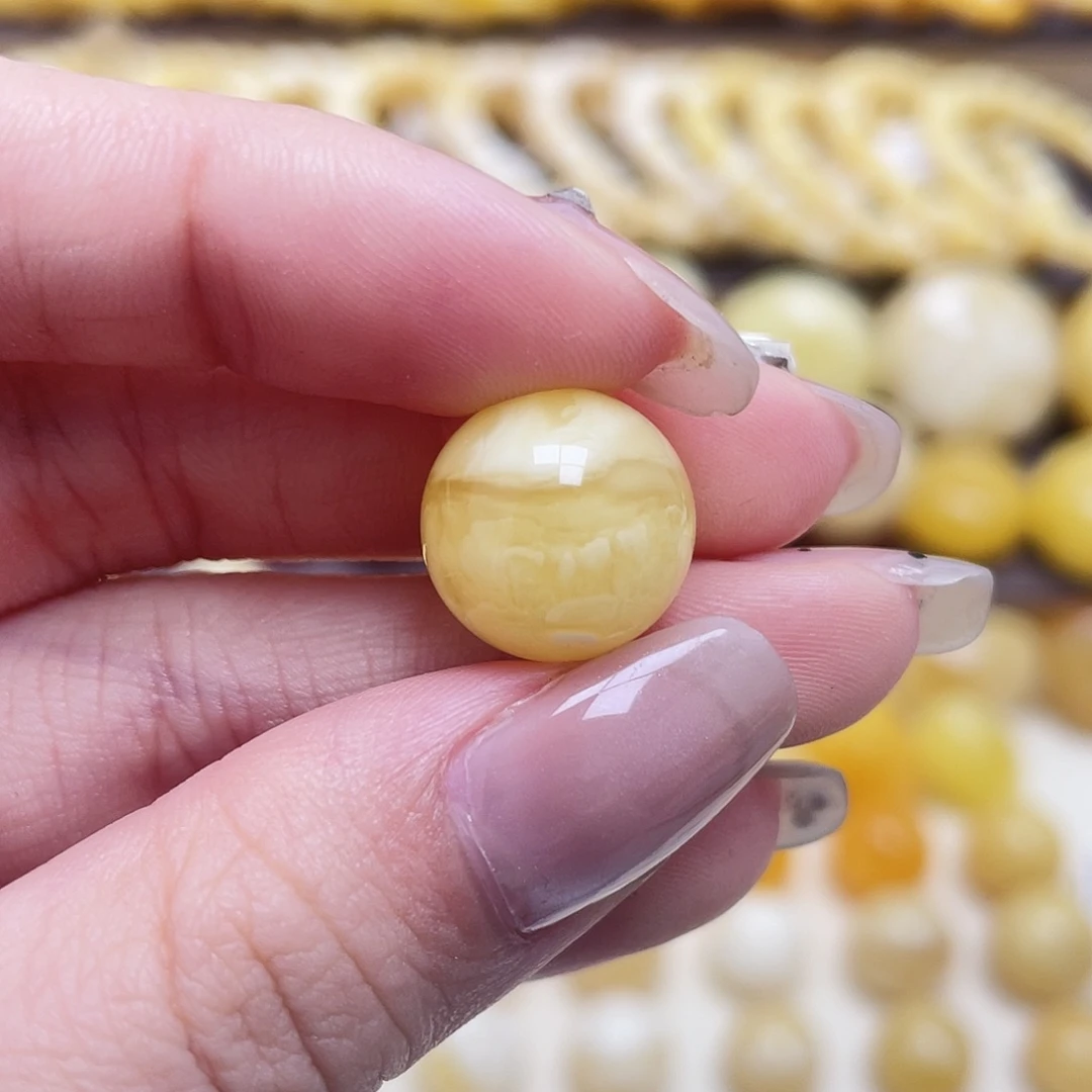 琥珀未镶嵌裸石14.1mm圆珠