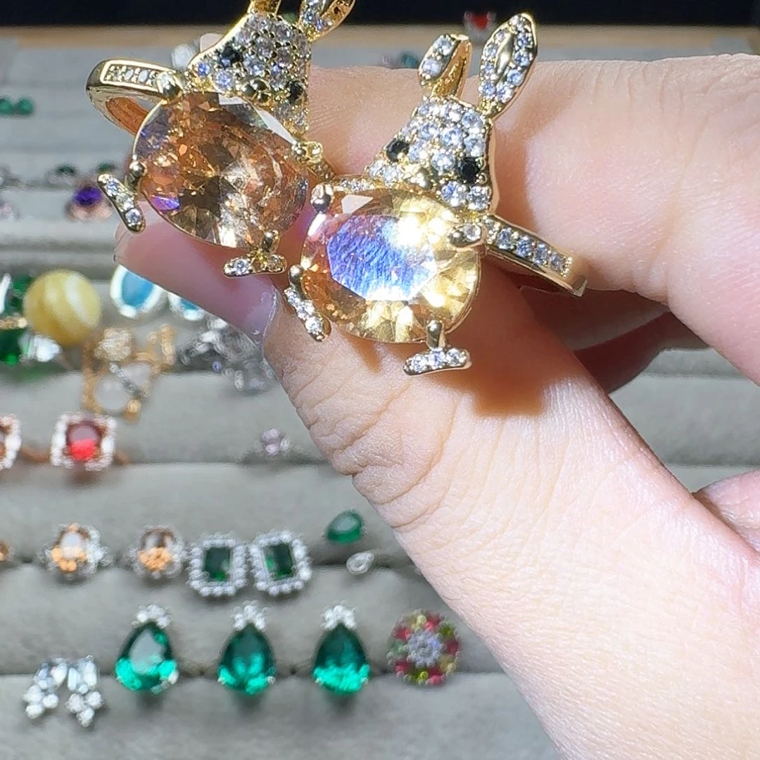 绿水晶戒指银S925镶嵌