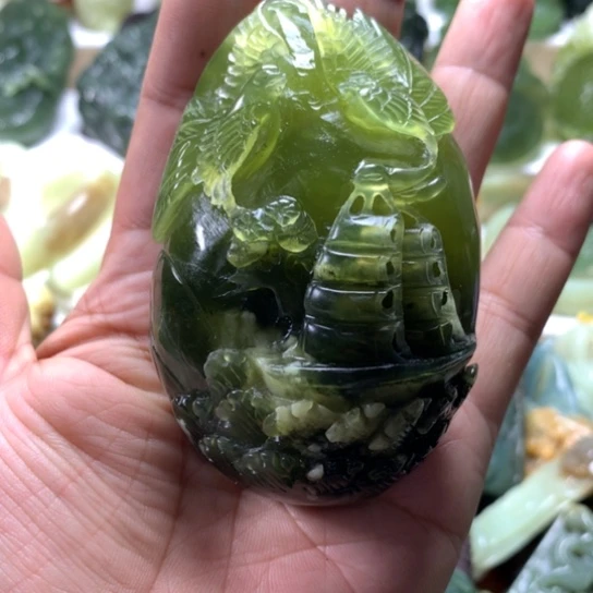 蛇纹石玉岫玉手把件未镶嵌阿*