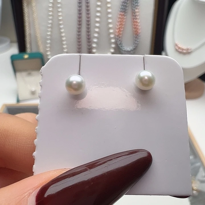 银S925镶嵌耳饰淡水珍珠