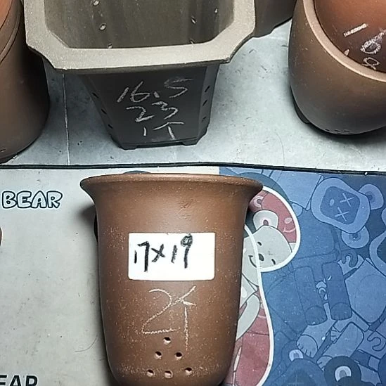小金钟两个紫砂花盆
