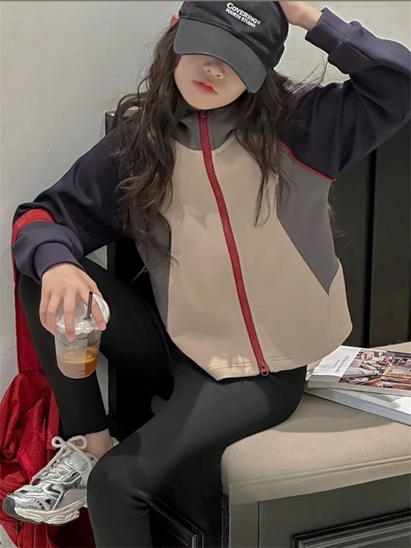 401【C】儿童时尚休闲加绒拼色外套-66395/66156