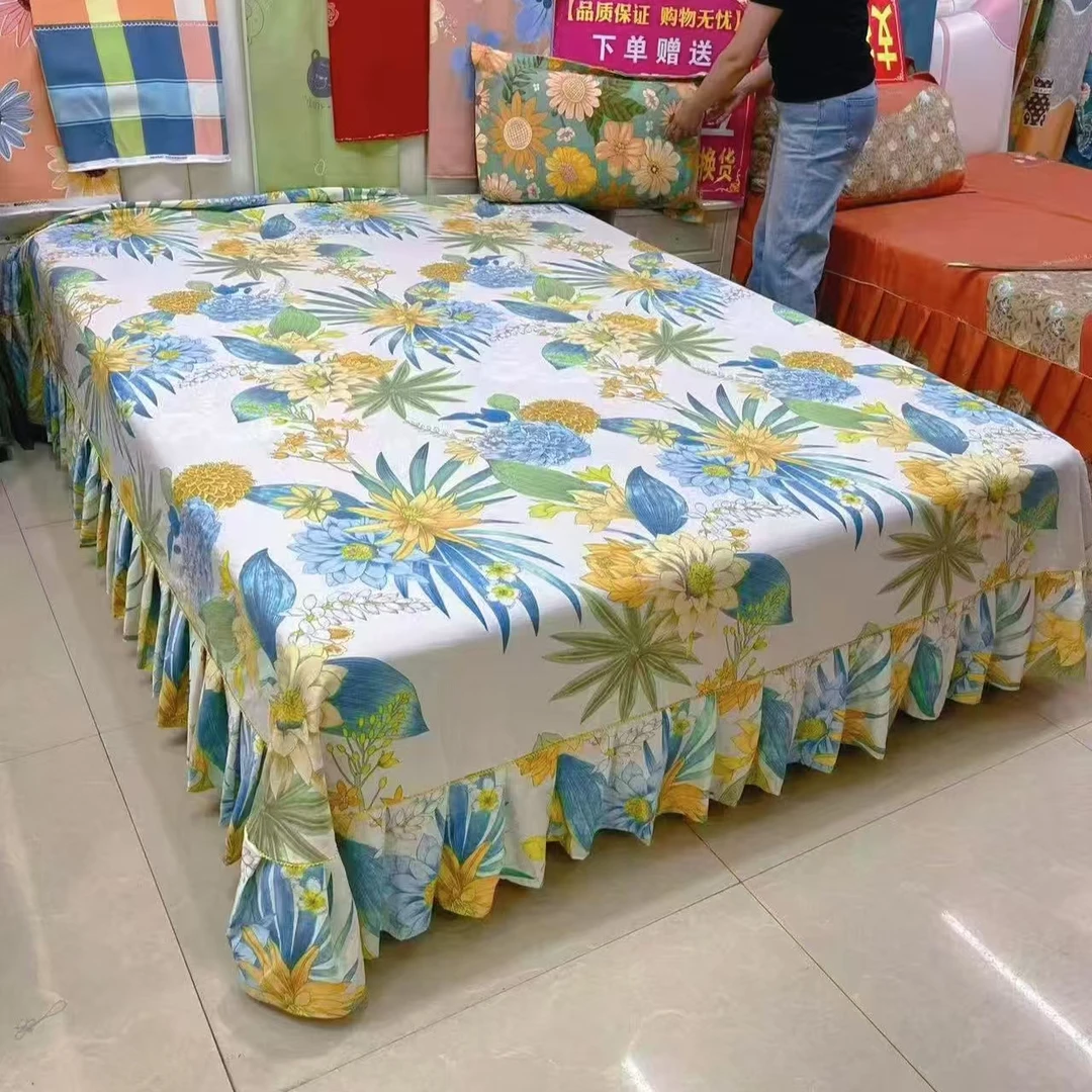 （锦上添花）山东纯棉加厚柔软舒适老粗布面料枕套床单春晚床裙