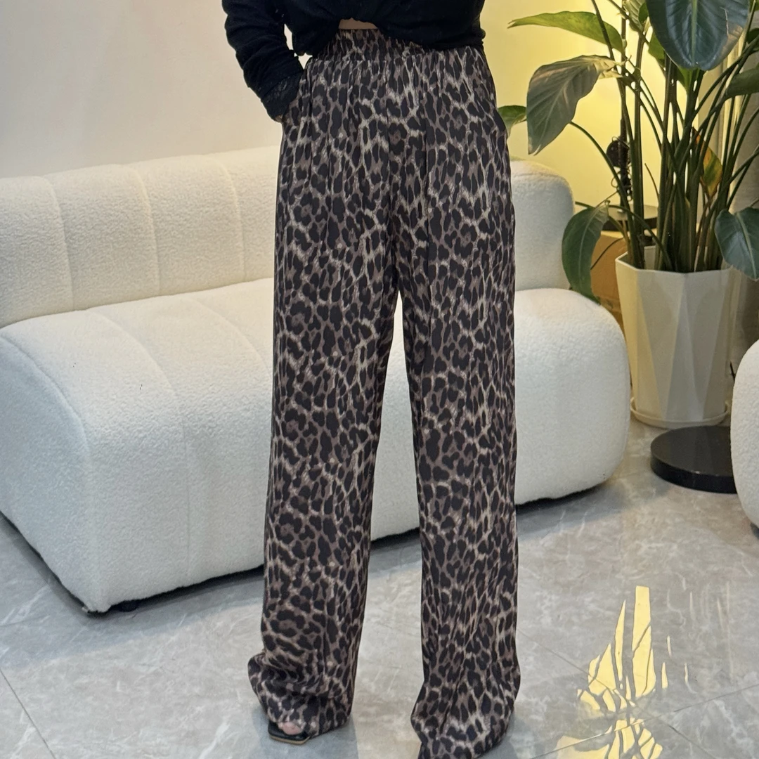 清仓！美式复古豹纹高腰阔腿宽松显瘦防晒裤