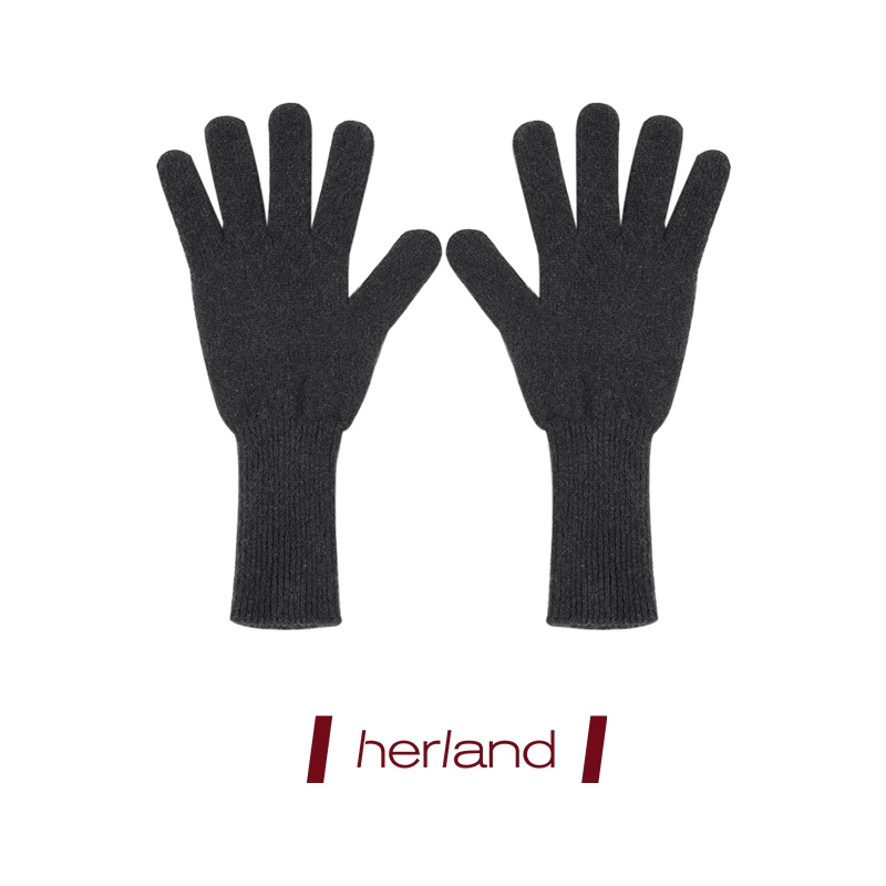 HERLAND她地 100% 牦牛绒保暖时尚百搭加厚秋冬冬季手套