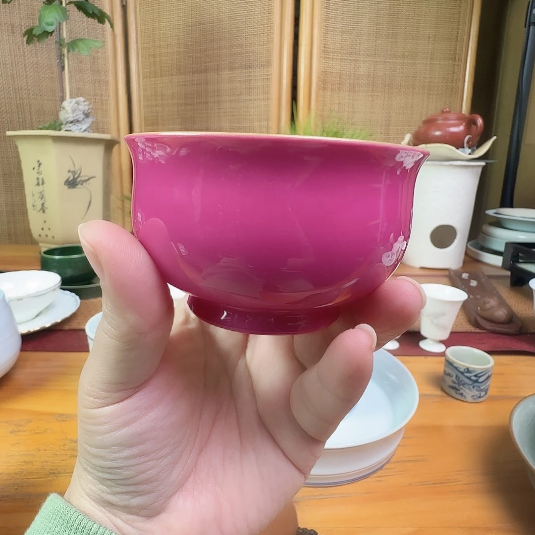 陶杯子胭脂红主人杯