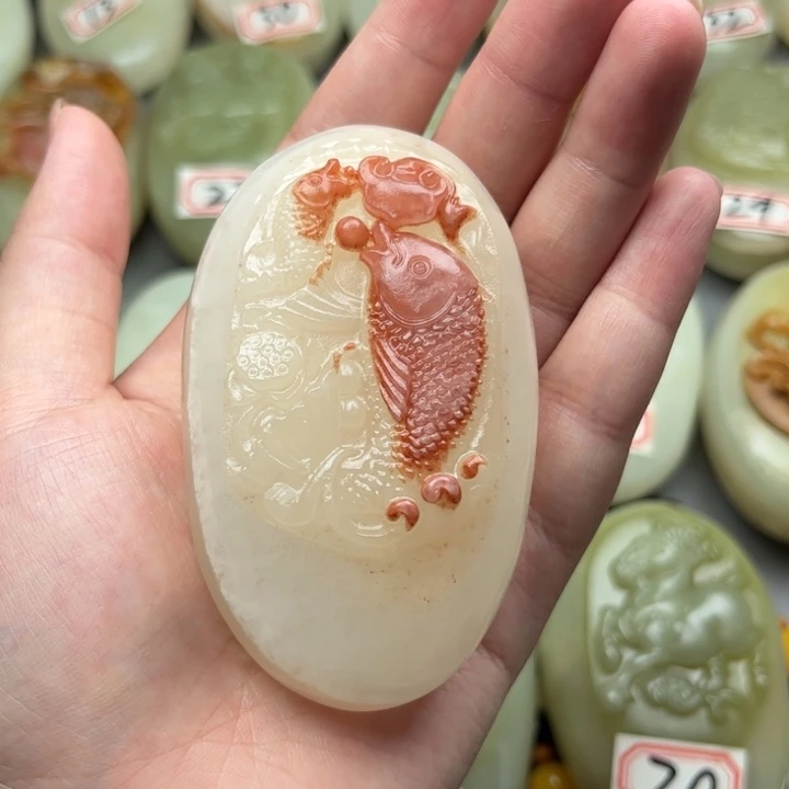 石材方解石手把件