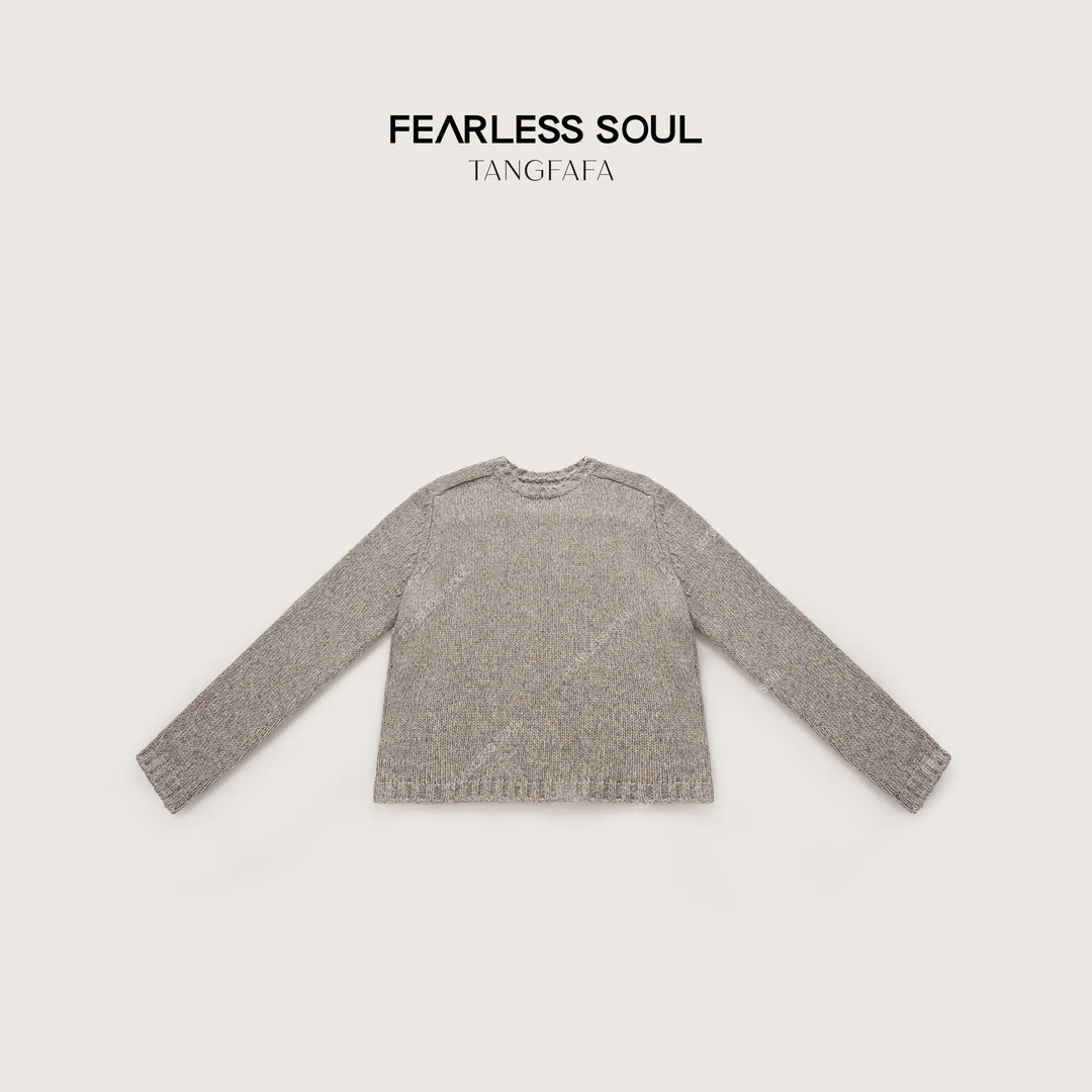 唐发发TFF 经典马鞍肩简约混纱毛织针织拼接螺纹毛衣 825FM860 *