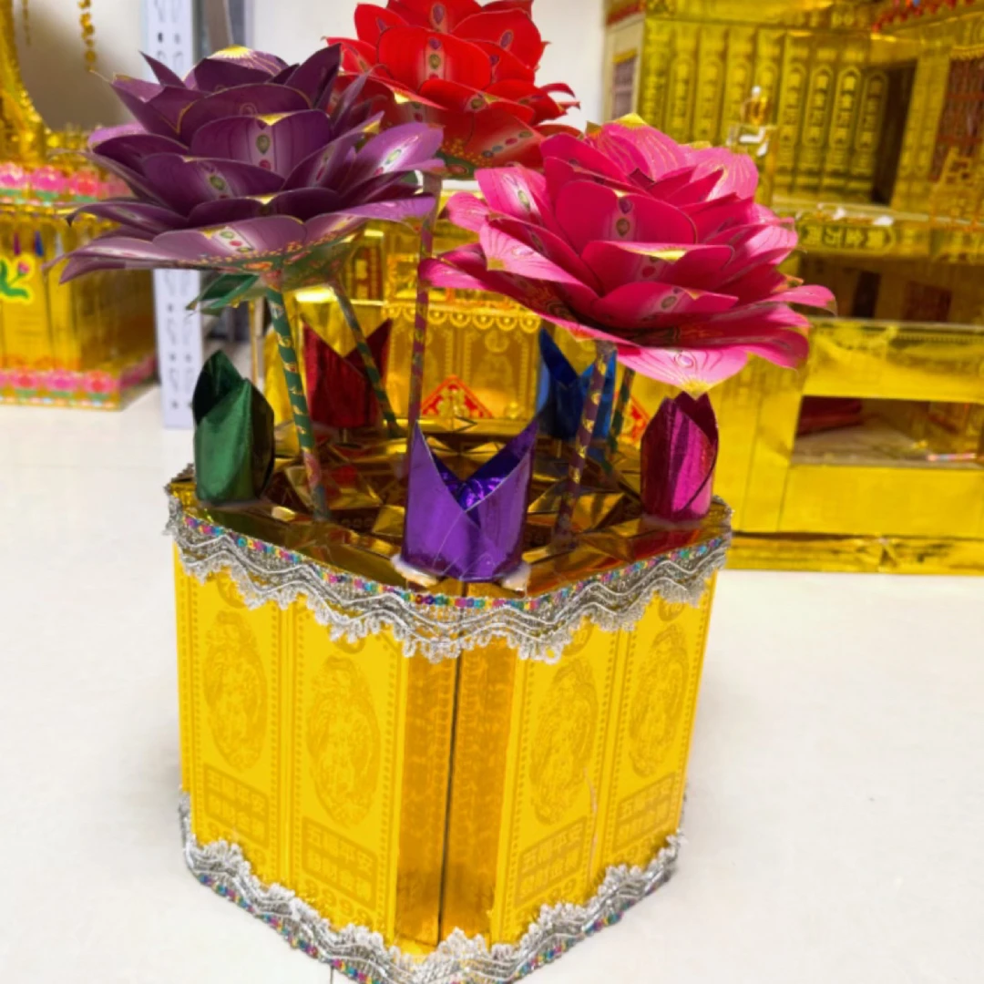 瑞海首创·铜板烫金莲花纸女儿花折纸材料包送教学