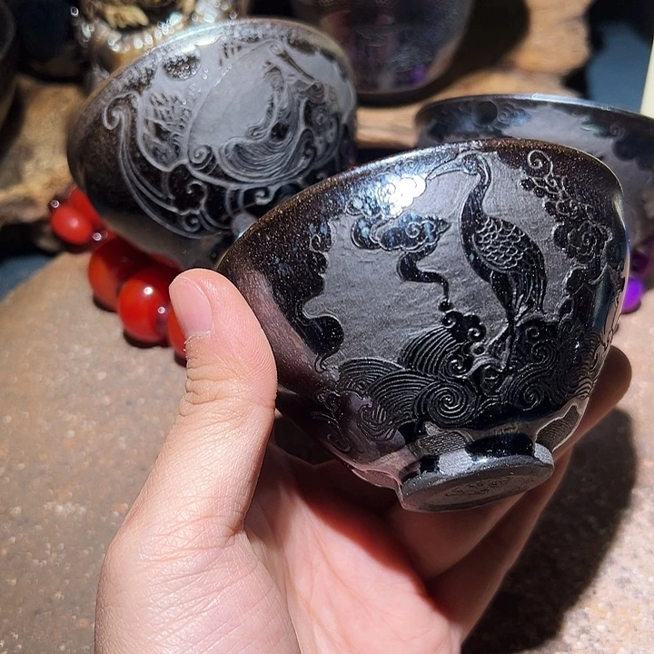 茶盏一鹭相随知否建盏茶器