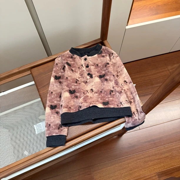 【编号Q481】24199-13-儿童 假两件扎染打底衣咖色-NBE