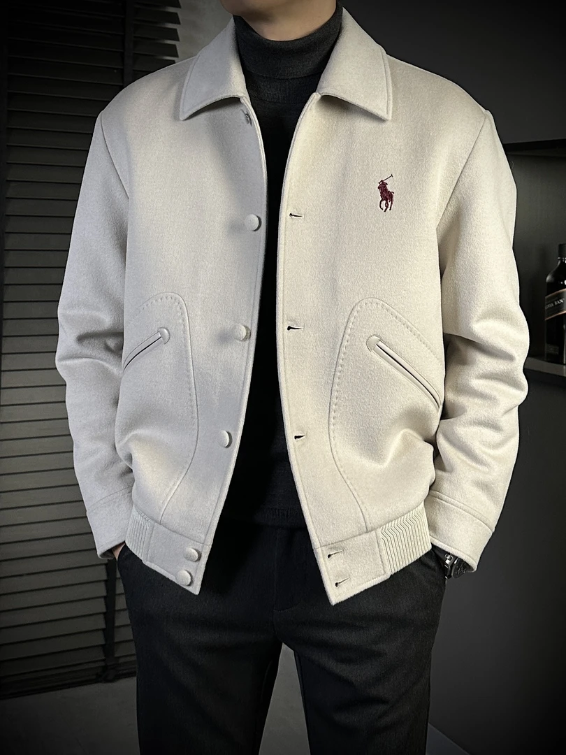 KING&GUCH秋季【100%羊毛】2025新款男士短款翻领休闲百搭夹克6818