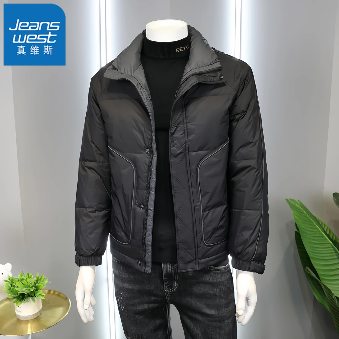 真维斯Jeanswest男士潮牌工装立领羽绒服秋冬季轻薄保暖夹克外套