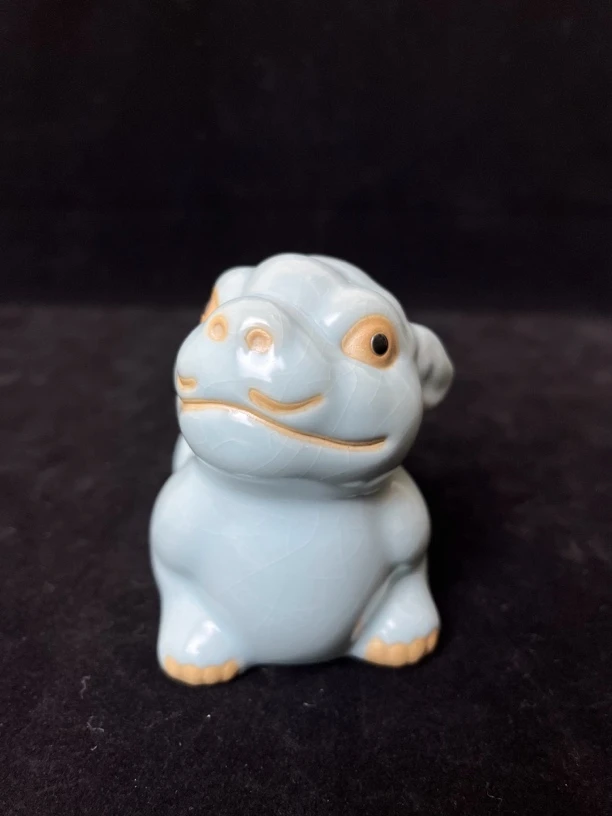 天青汝窑貔貅手工创意开片可养茶玩