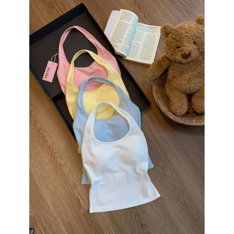 挂脖吊带背心内搭美背上衣外穿夏季性感辣妹短款罩衫免穿bar