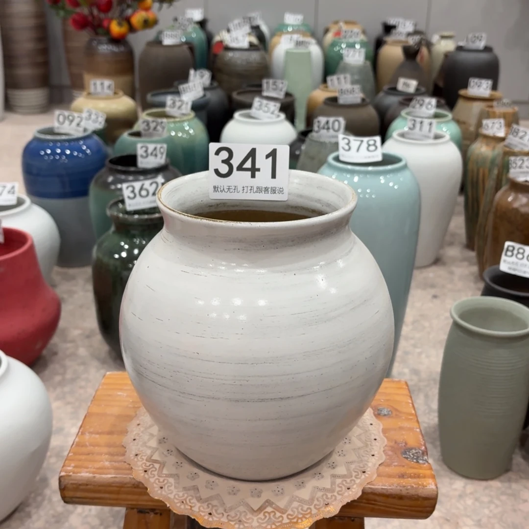 摆件341 景德镇高温陶瓷花瓶高18口11