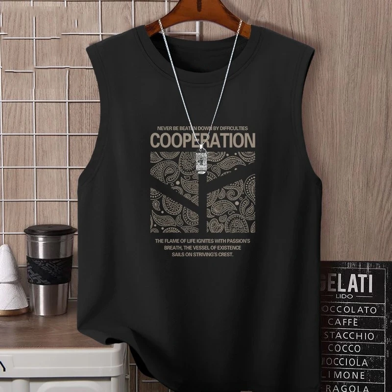 夏季男生休闲运动背心男宽松潮流无袖T恤衣服汗衫坎肩衣服打底衫