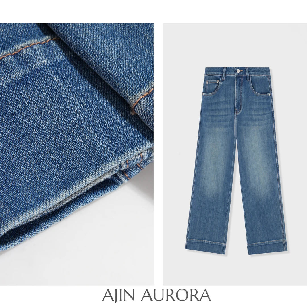 897【倾城时光】凉感夏新款雪醋酸直筒牛仔裤女高腰显瘦百搭直筒A3