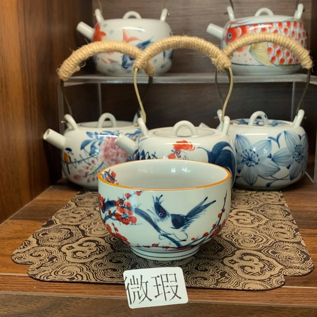 釉下手绘茶具微瑕手工绘制