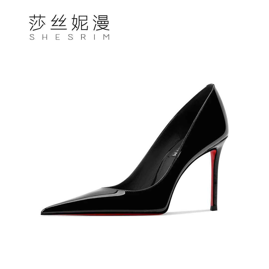 05-气质红底【赵露思】同款红底女鞋尖头高跟2025新款气质细跟漆皮