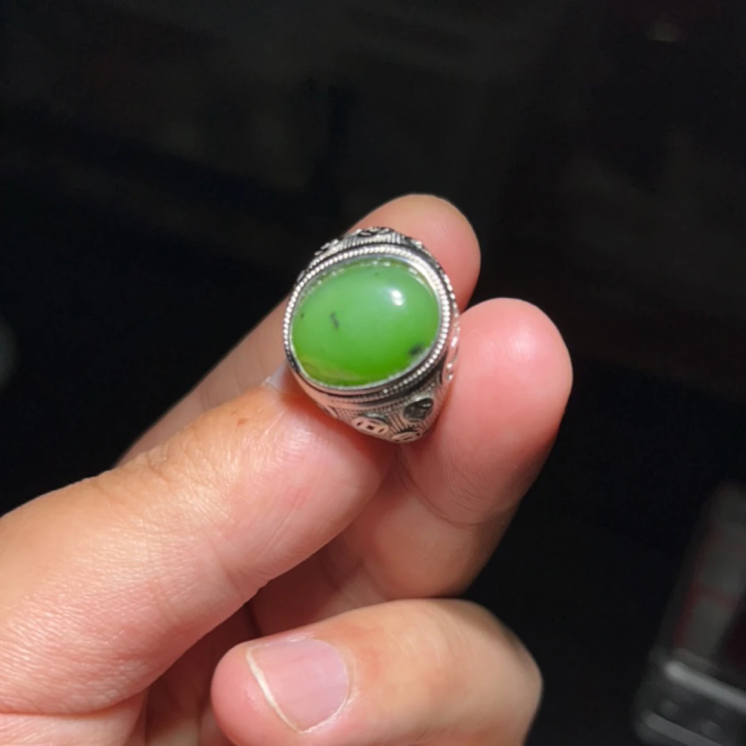 铜合金戒指 男女士菠菜绿戒指（活口可调节大小）