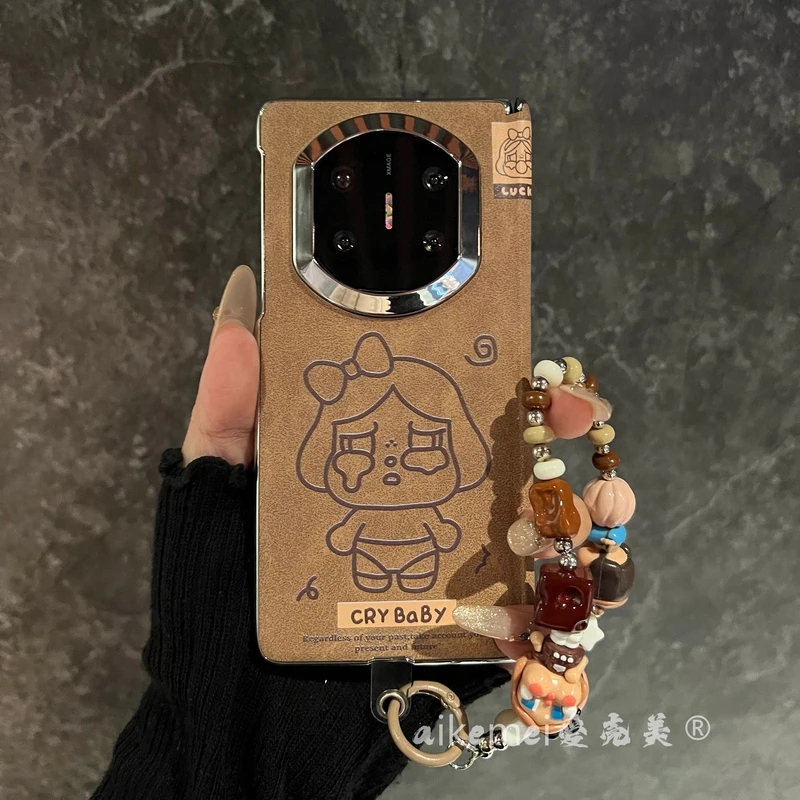 适用华为mateX7典藏版折叠屏手机壳美拉德趣味线条哭娃matex6中轴