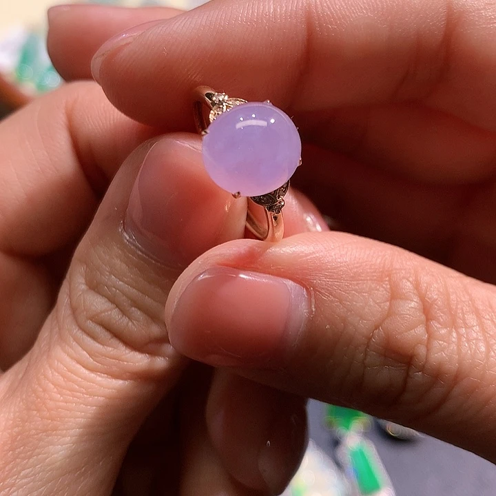 翡翠戒指18K金镶嵌戒指