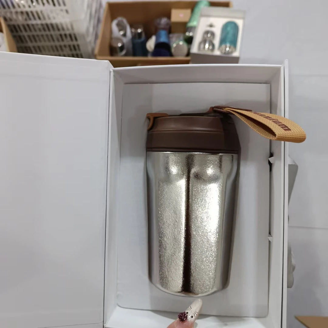 【原装正品】400ml内外双层纯钛高端户外便携银色八角咖啡杯