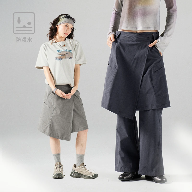 蓝岐围裙式A字宽松工装裙防泼水可拆卸叠穿长裙女潮