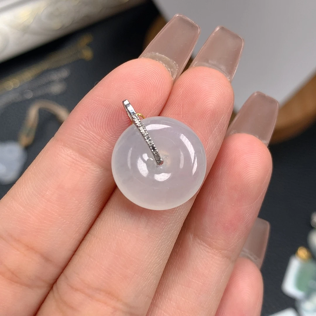 吊坠(不含链)18K金镶嵌翡翠