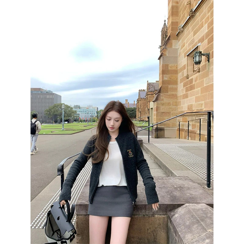 早秋季新款修身显瘦简约风网红穿搭开衫上衣气质时尚收腰半身裙女