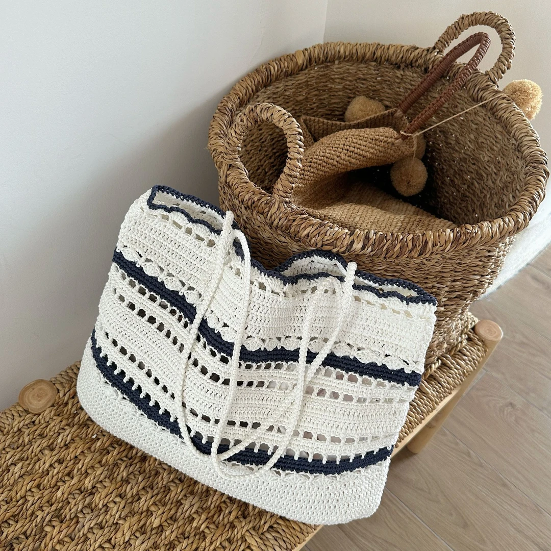 BIGGIFT不丁手作可水洗棉草线手工diy编织度假包托特包单肩材料包