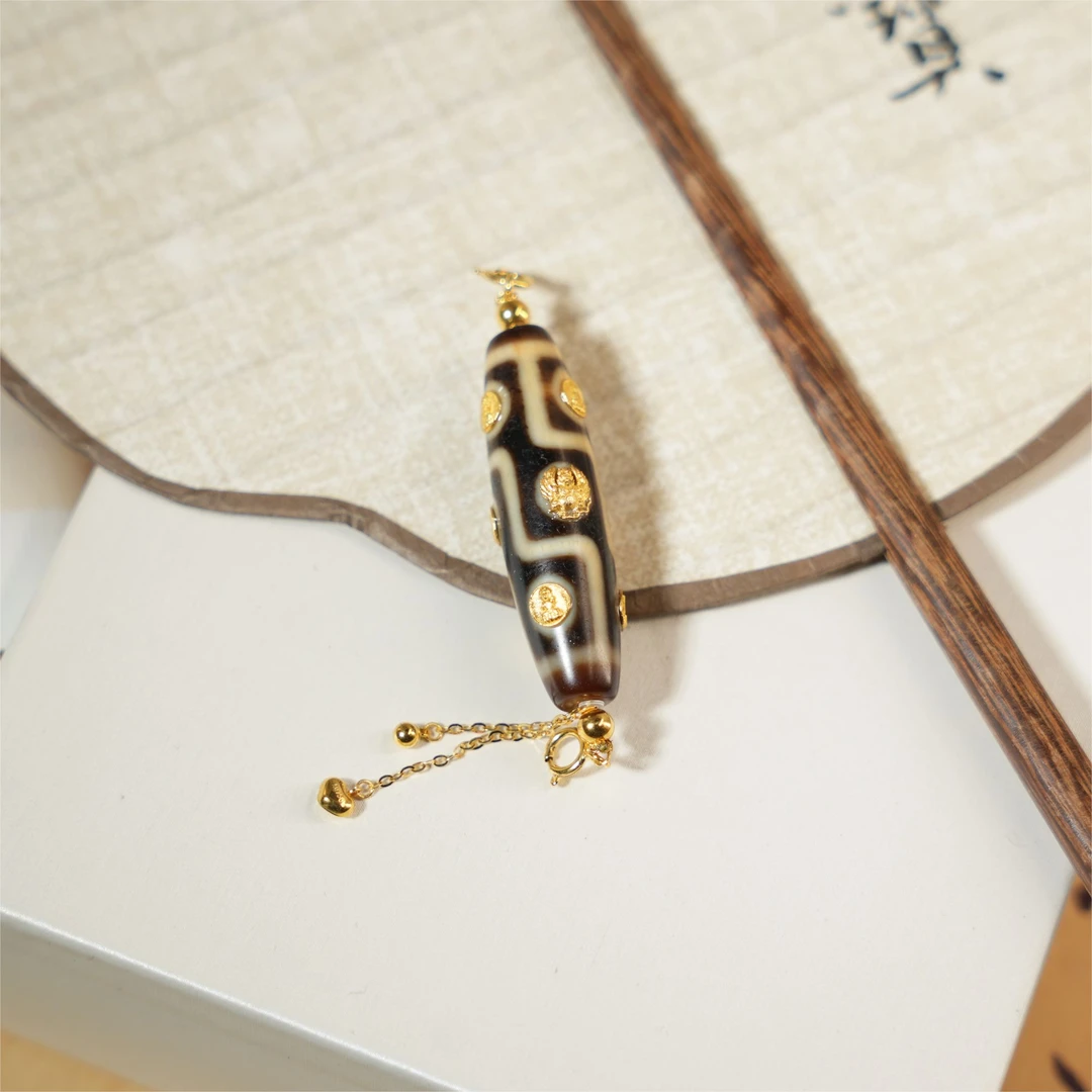 九福-玛瑙18K金吊坠（九眼+八大守护+大鹏鸟）1