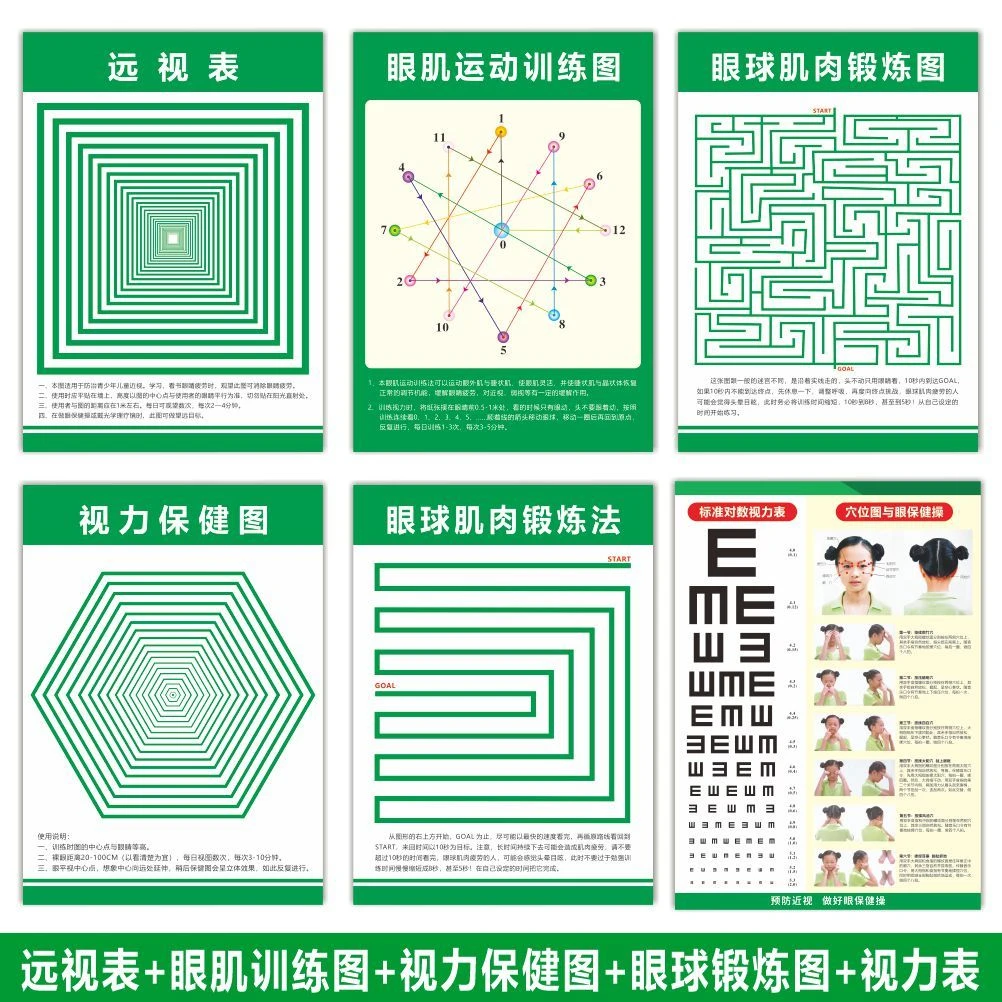 近视远视表眼肌训练视力训练图散光矫正运动增视图眼保健操挂图