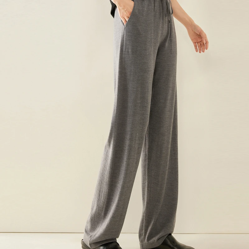 扬 子 黑金系列 精纺女款阔腿裤  夏季外穿 针织女裤  89