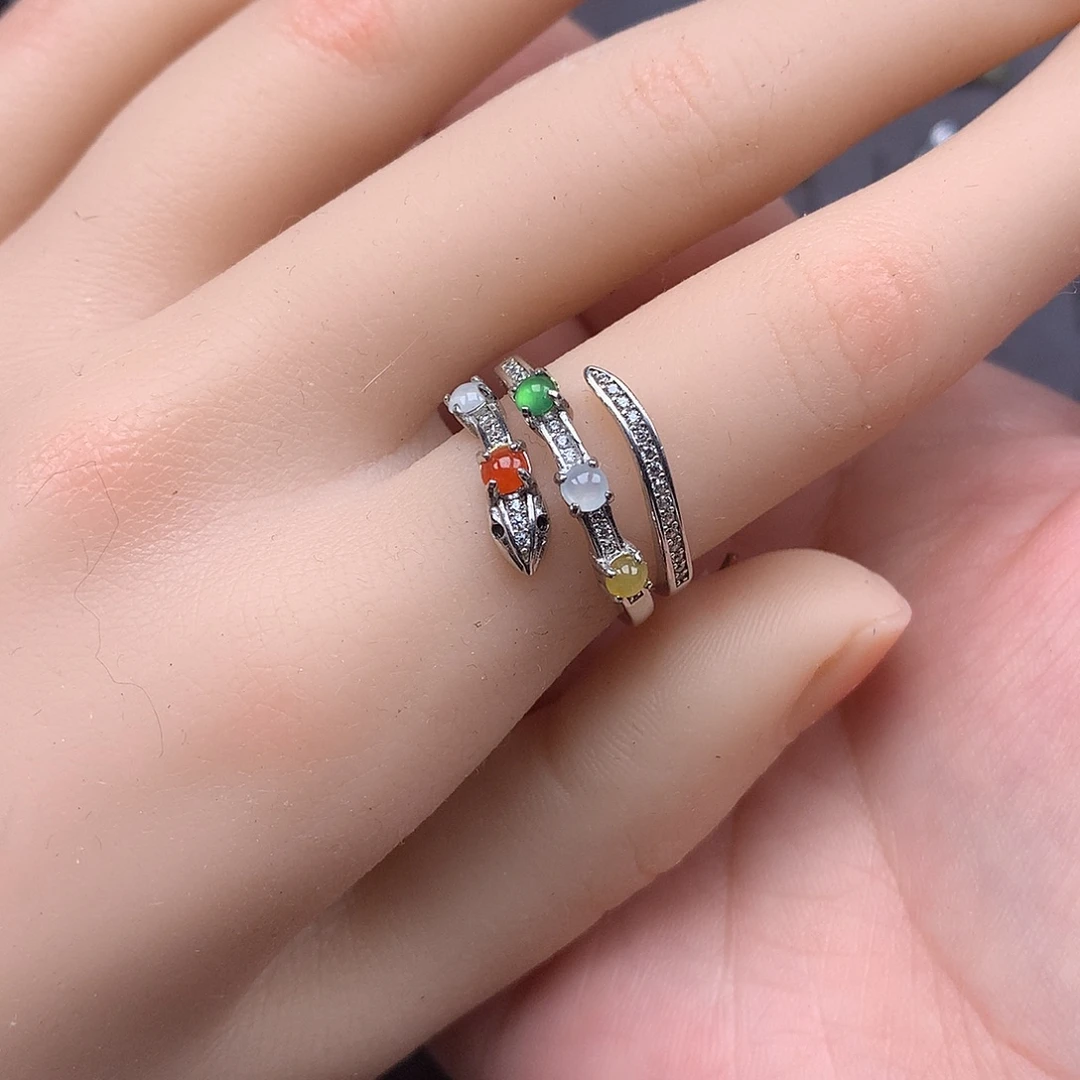 翡翠戒指银S925镶嵌