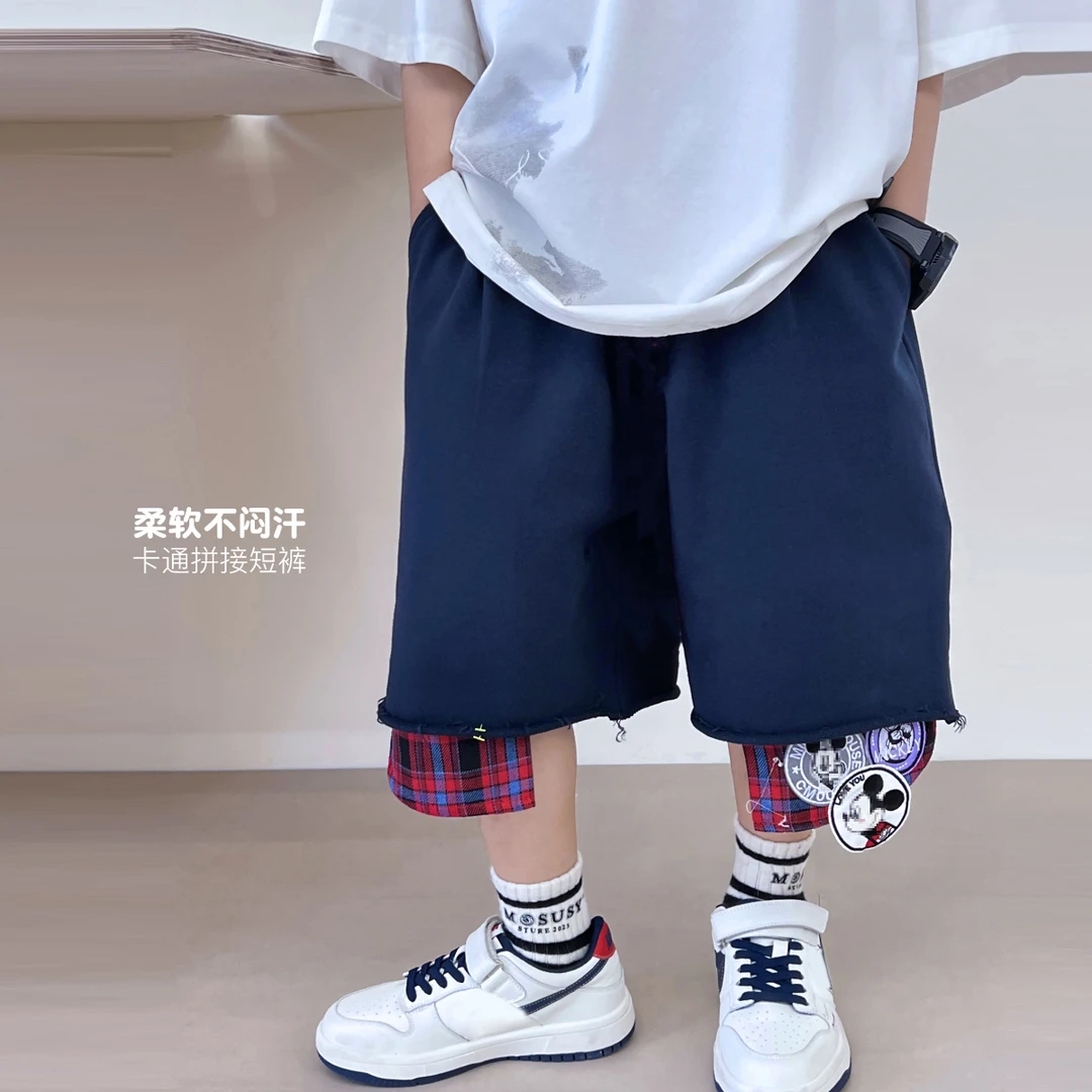 卡通拼接短裤儿童休闲裤男童柔软夏季薄款宽松 5055101O6