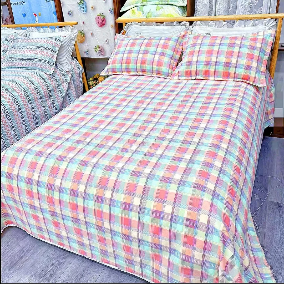 【心动彩格】山东非遗正宗细纱原棉老粗布四季布加厚斜纹柔软亲肤