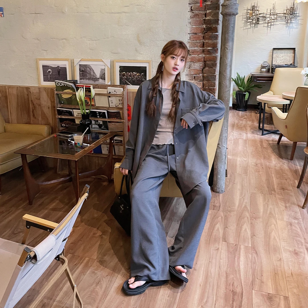 晶咕白标~高腰直筒休闲阔腿裤女夏季大码宽松瘦版显瘦气质阔腿裤