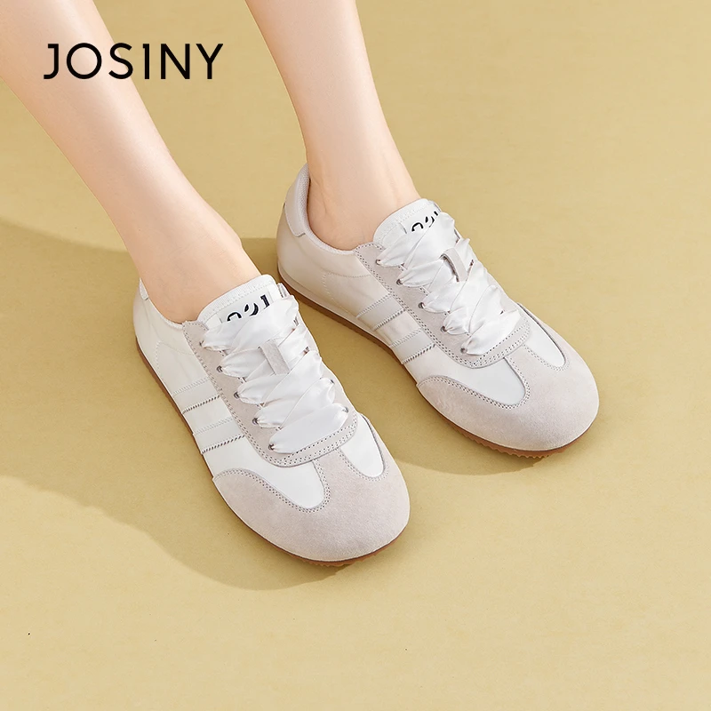 卓诗尼粉色德训鞋女2025新款夏季平底休闲鞋百搭小众学院风泡芙鞋