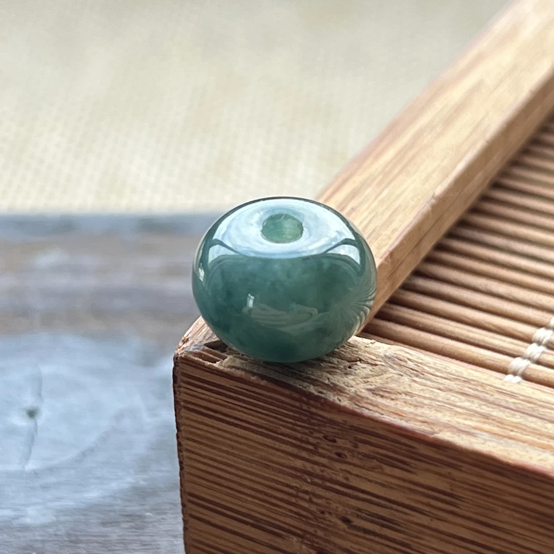 深蓝底色鼓珠天然缅甸a货翡翠老型珠子吊坠手串配珠转运珠复古