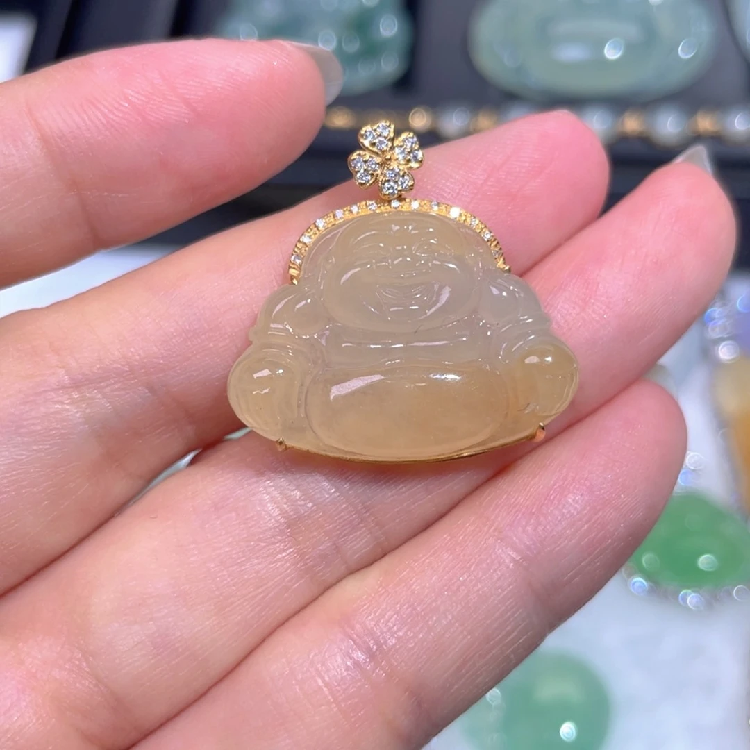 颈饰18K金镶嵌翡翠翡翠