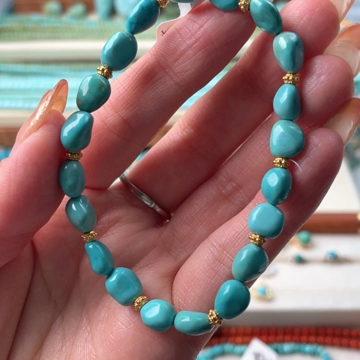 绿松石未镶嵌糖豆手串