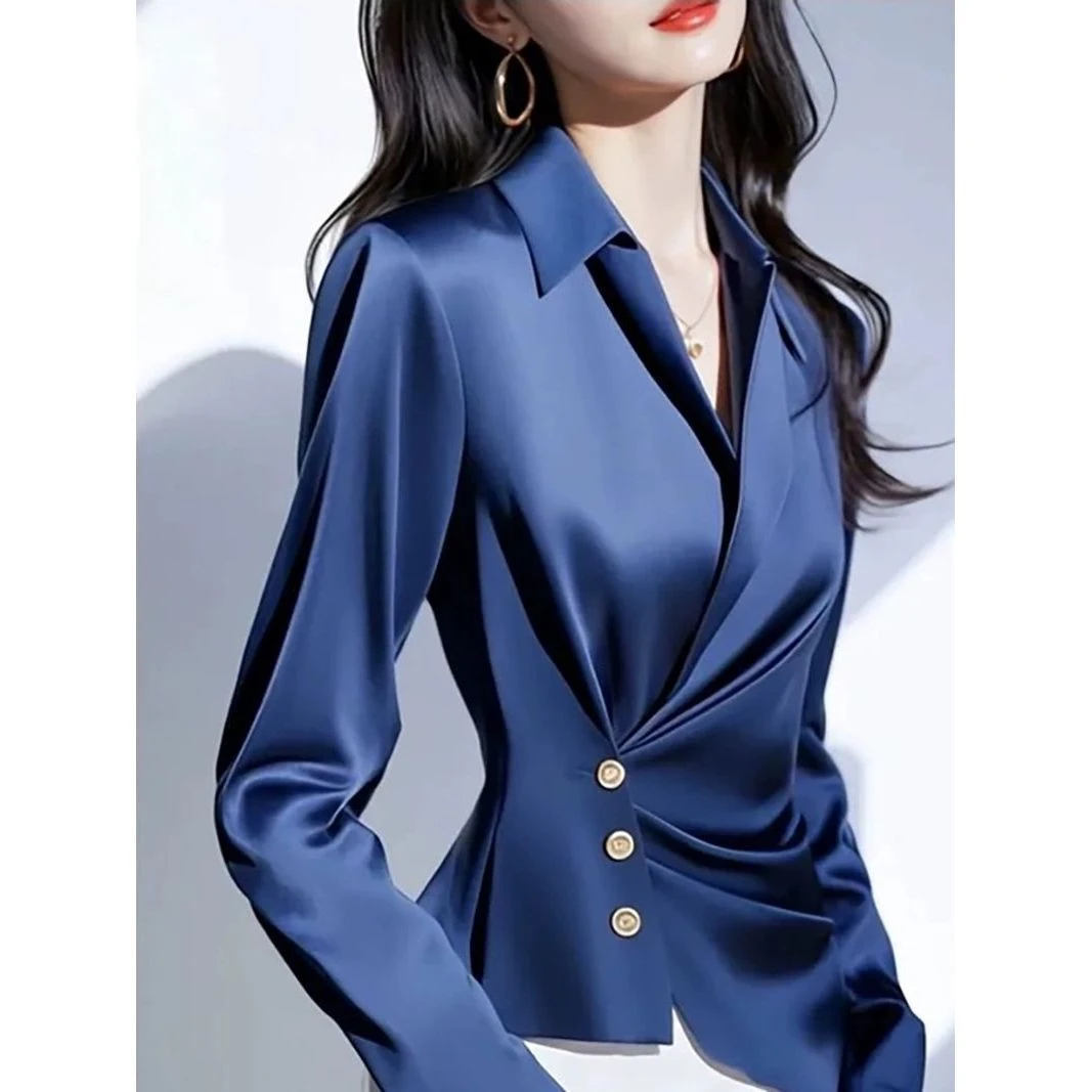 罗芬面料职场超好看独特漂亮轻奢高级感时尚收腰衬衫