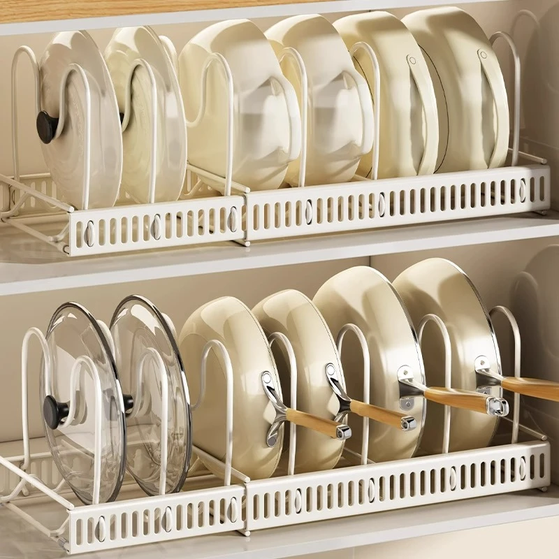 日本YOUQIN锅具收纳架橱柜内多功能厨房置物架台面碗碟架锅盖架