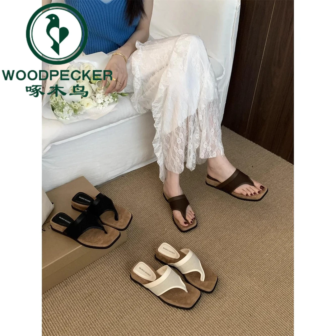 啄木鸟坡跟增高显瘦夏季夹趾沙滩人字拖鞋女夏季新款百搭凉拖鞋