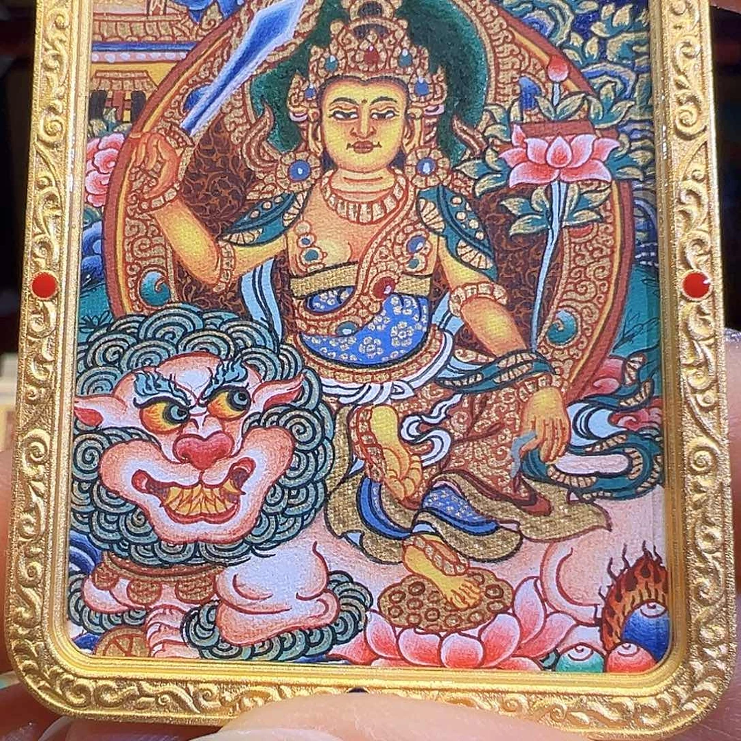 吊坠手绘热贡唐卡文殊菩萨