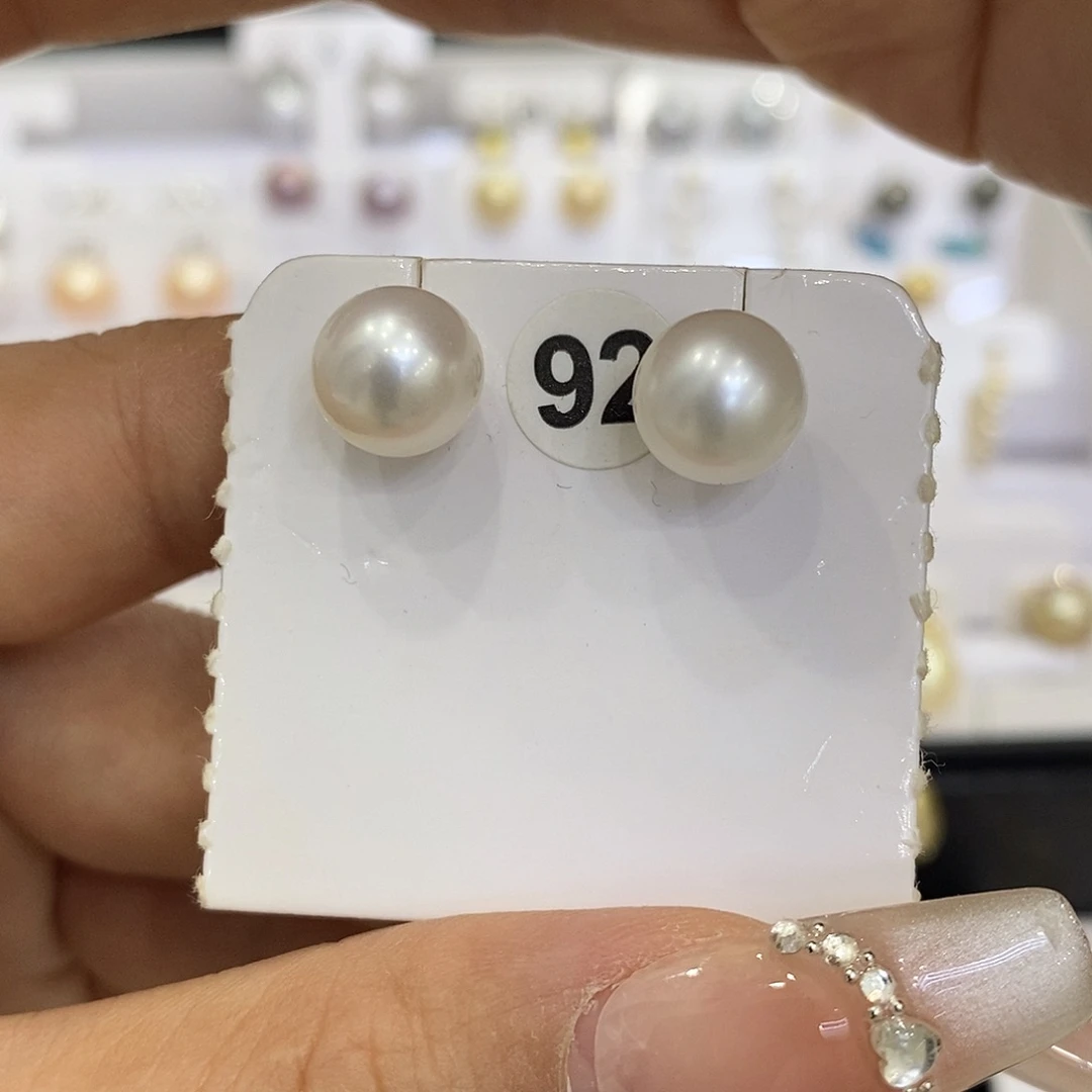 淡水珍珠银S925镶嵌耳饰