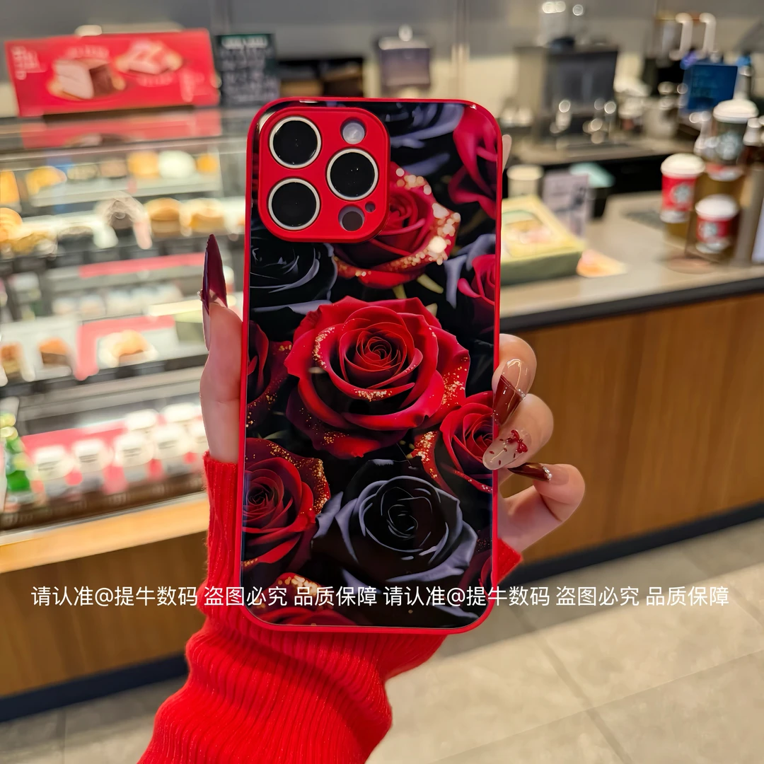 适用苹果17/小米17/荣耀/华为/oppo/vivo 点金玫瑰金属漆玻璃壳