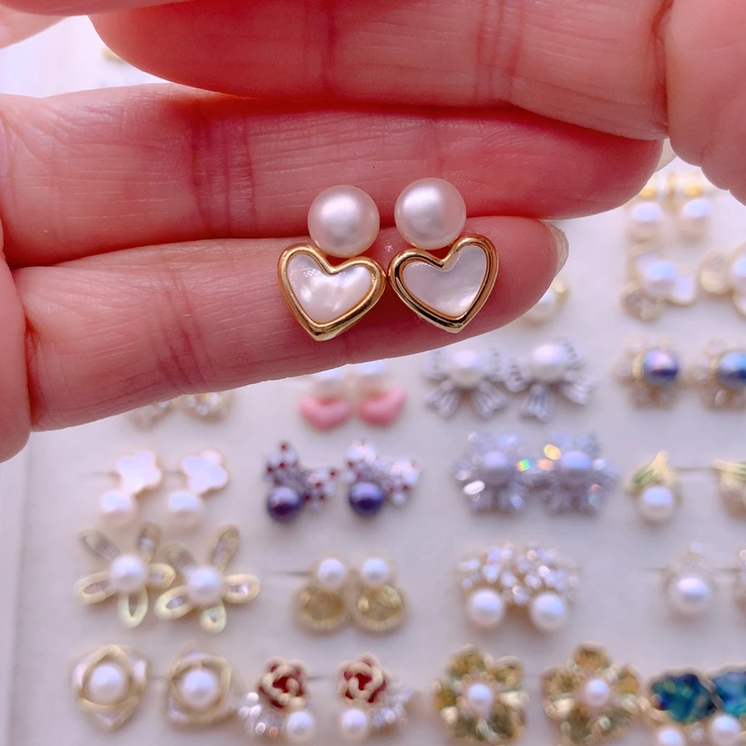 淡水珍珠合金耳饰